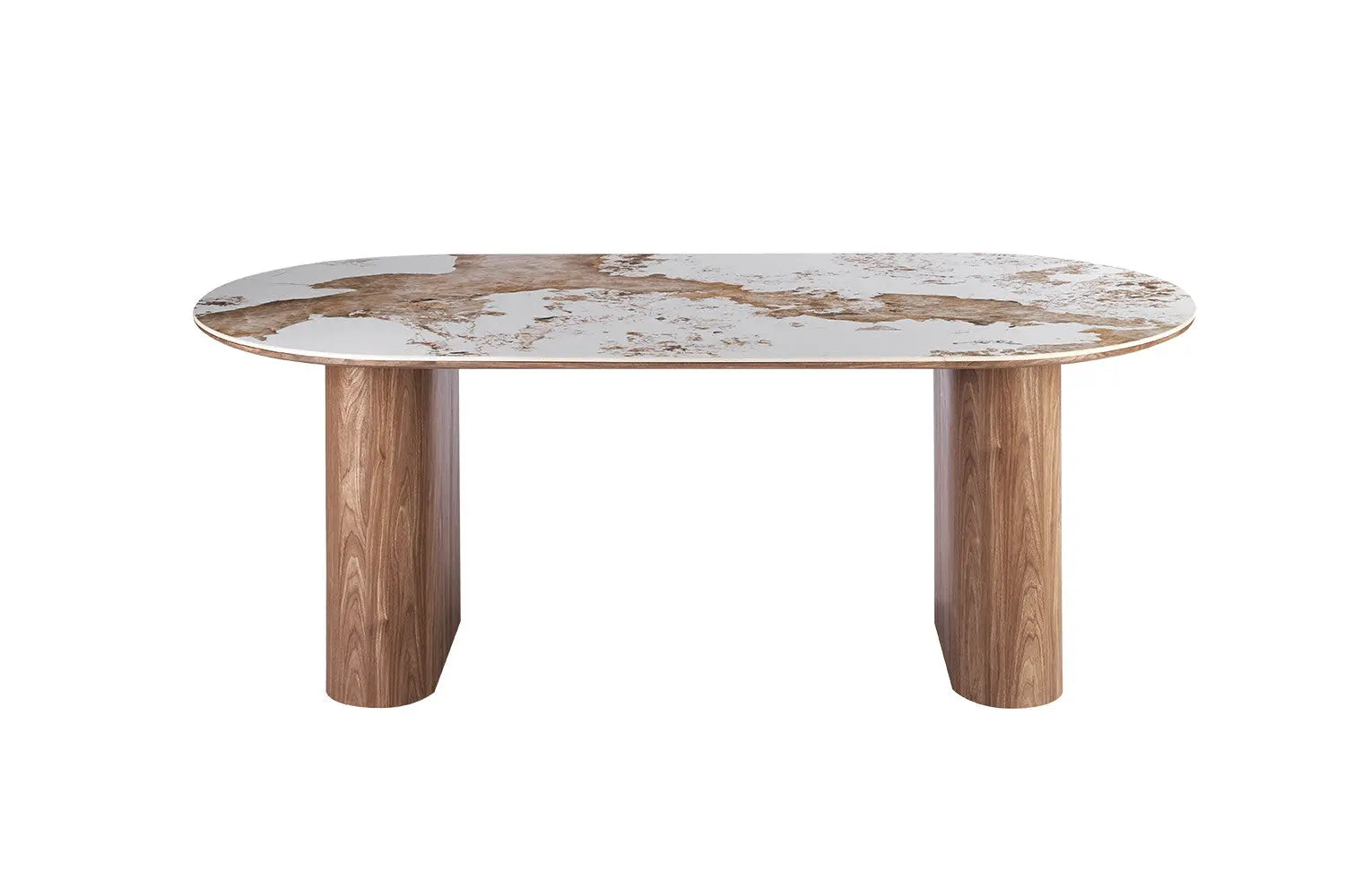 Table AVORA vue de trois quarts avec formes arrondies