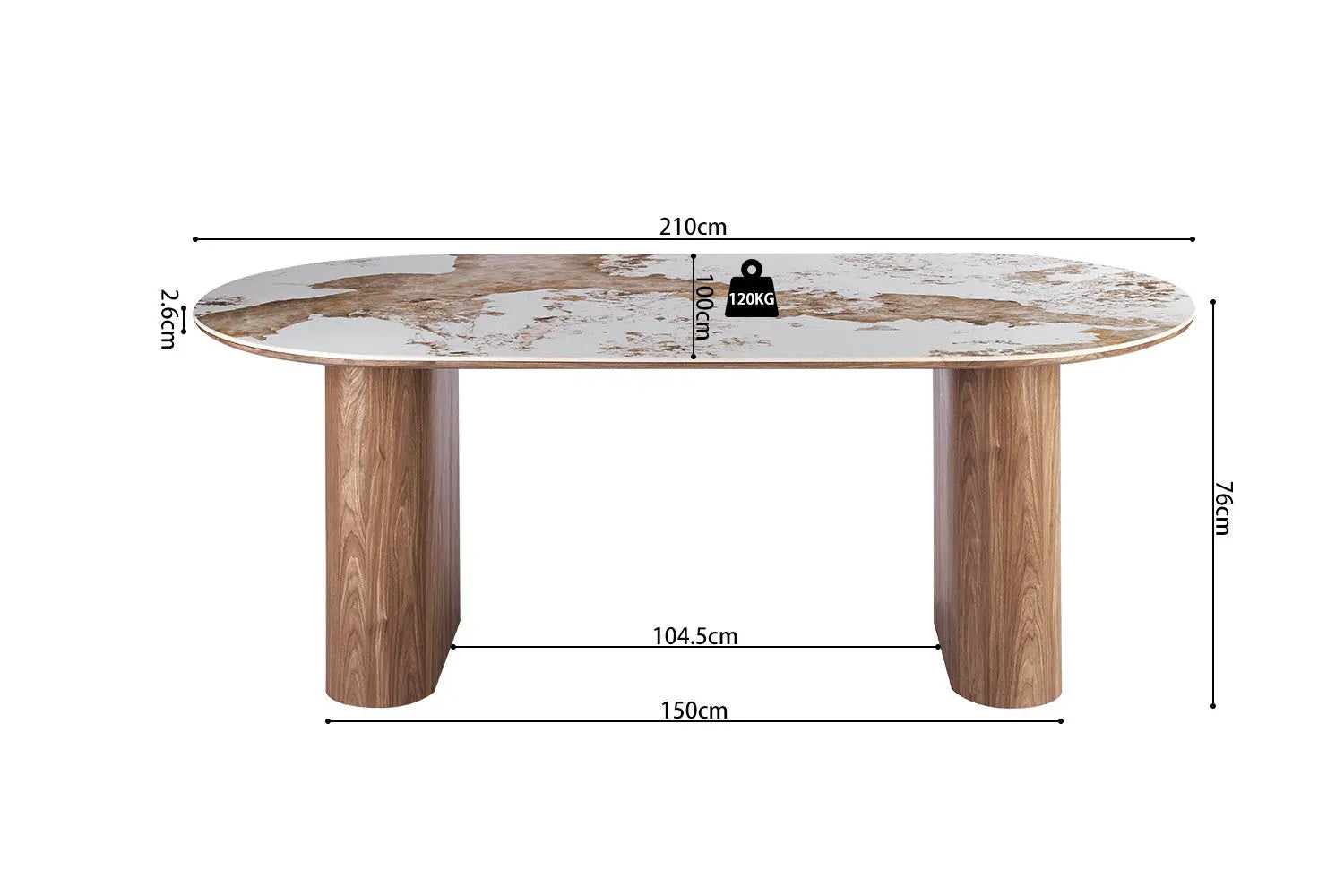 Table AVORA beige vue laterale hauteur 76 cm