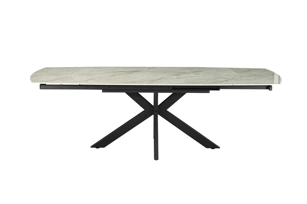 Table à Manger Extensible ARYA Ovale Danoise Brillant Pierre Beige - de 160 à 240 cm ROUSSEAU