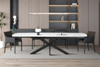 Table à Manger Extensible ARYA Ovale Danoise Pierre Blanche - de 160 à 240 cm ROUSSEAU