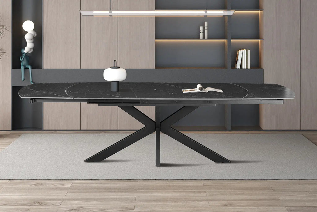 Table à Manger Extensible ARYA Ovale Danoise Pierre Noir - de 160 à 240 cm ROUSSEAU