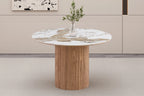 Table a manger extensible AVORA plateau pierre brillante beige