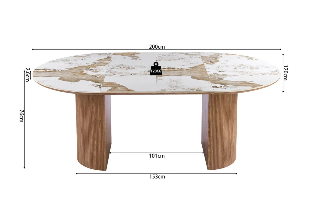 Table extensible AVORA beige mise en situation