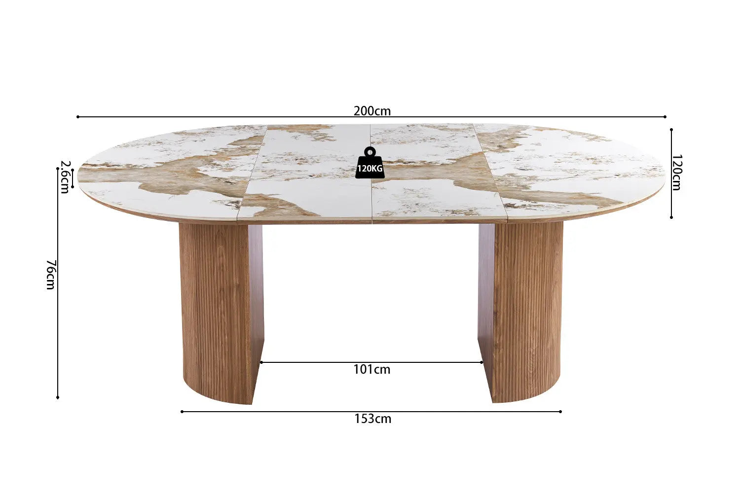 Table extensible AVORA beige mise en situation