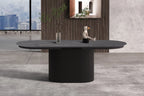Table à Manger Extensible Ovale LYANE Effet Brun foncé - 180 à 220 cm ROUSSEAU