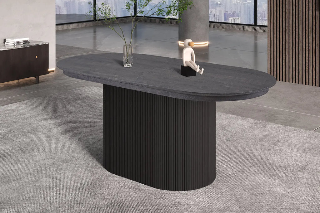 Table à Manger Extensible Ovale LYANE Effet Brun foncé - 180 à 220 cm ROUSSEAU