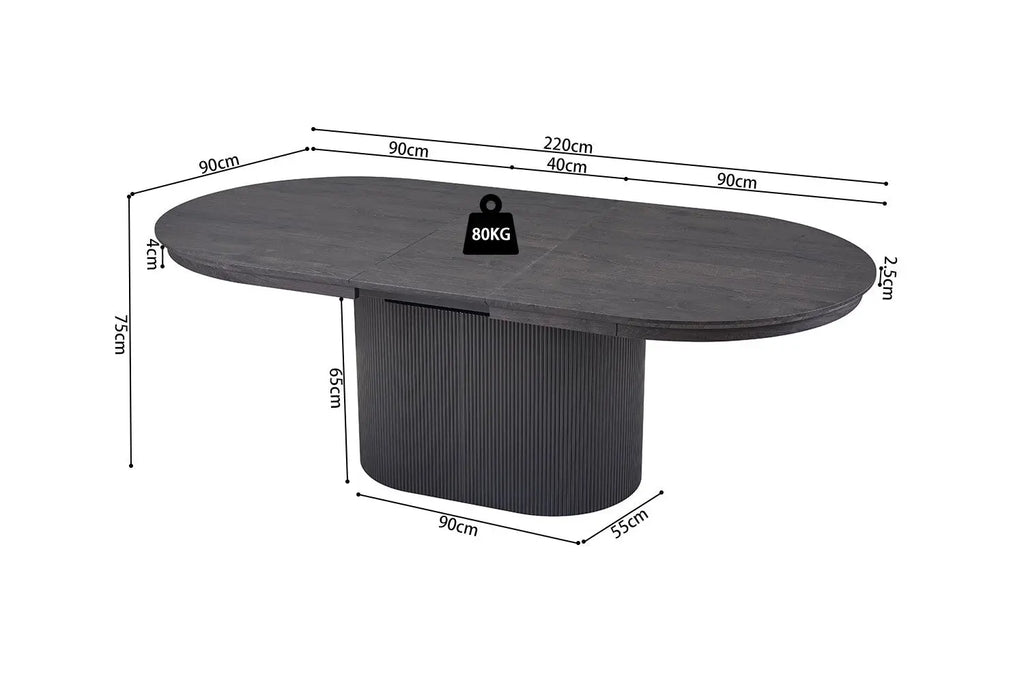 Table à Manger Extensible Ovale LYANE Effet Brun foncé - 180 à 220 cm ROUSSEAU