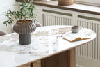 Table à Manger Ovale ATHENS Céramique Blanc Marron -  210 x 100 cm HOUSE NORDIC