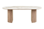 Table à Manger Ovale ATHENS Céramique Blanc Marron -  210 x 100 cm HOUSE NORDIC