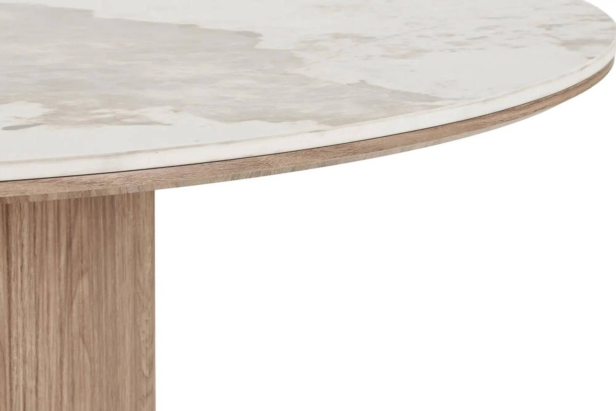 Table à Manger Ovale ATHENS Céramique Blanc Marron -  210 x 100 cm HOUSE NORDIC