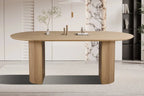 Table à manger ovale LYANE effet chêne naturel en situation - TIKAYLA