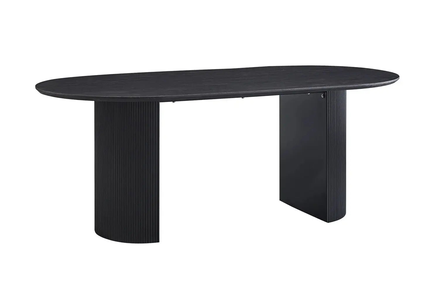Table à manger ovale LYANE effet brun foncé, vue de dessus - TIKAYLA