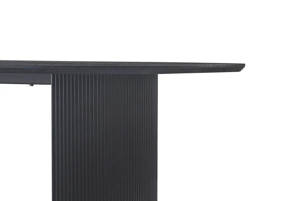Table à manger ovale LYANE effet brun foncé, piètement - TIKAYLA