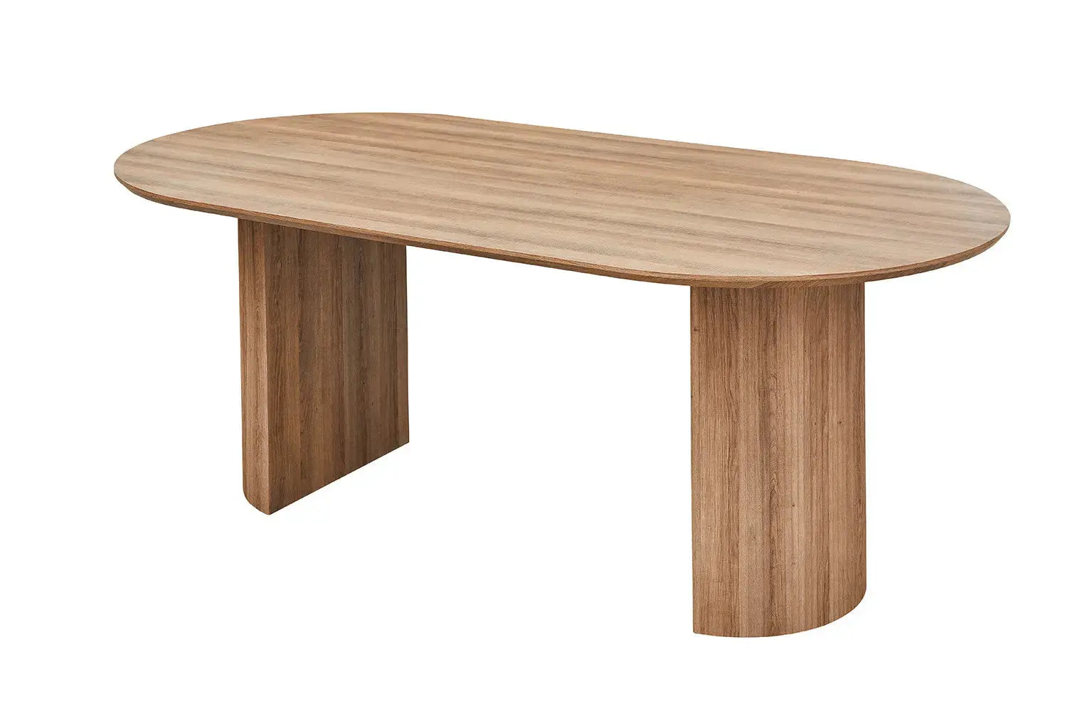 Table à manger ovale LYANE effet chêne vieilli, piètement - TIKAYLA