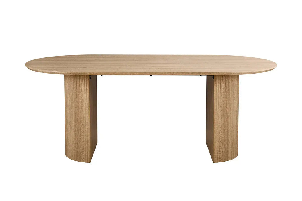 Table à manger ovale LYANE effet chêne naturel, vue de dessus - TIKAYLA