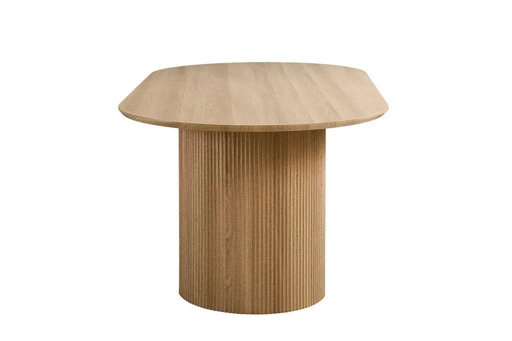 Table à manger ovale LYANE effet chêne naturel, piètement - TIKAYLA
