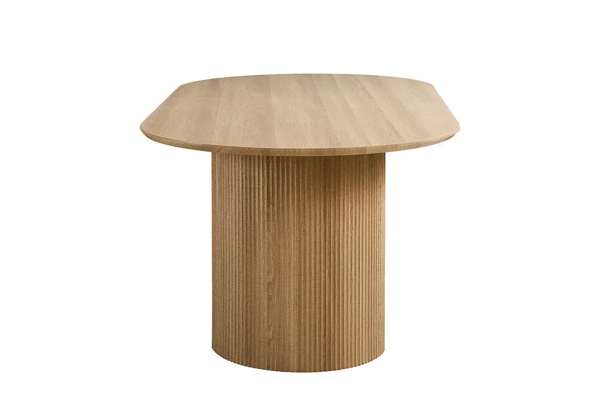 Table à manger ovale LYANE effet chêne naturel, piètement - TIKAYLA