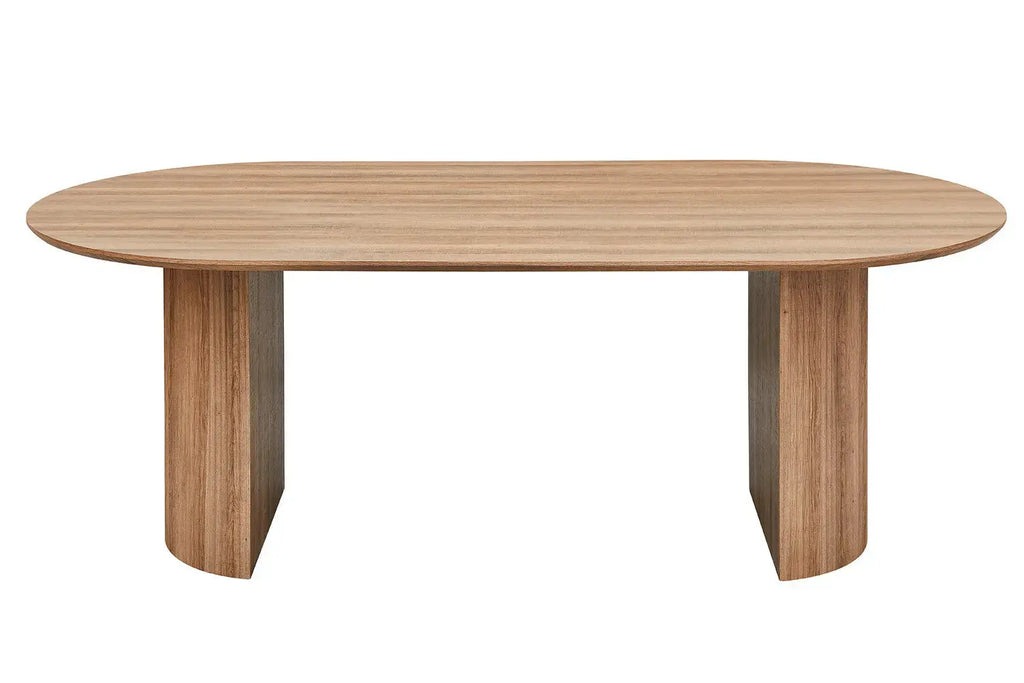 Table à manger ovale LYANE effet chêne vieilli, 220 cm détail plateau - TIKAYLA