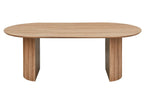 Table à manger ovale LYANE effet chêne vieilli, 220 cm détail plateau - TIKAYLA