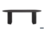 Table à manger ovale LYANE effet brun foncé, 220 cm détail plateau - TIKAYLA