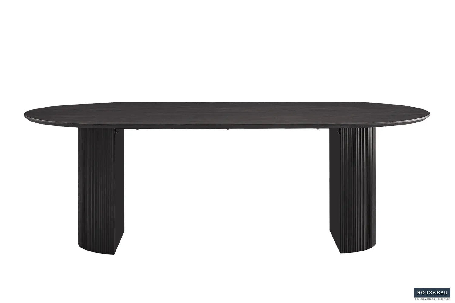 Table à manger ovale LYANE effet brun foncé, 220 cm détail plateau - TIKAYLA