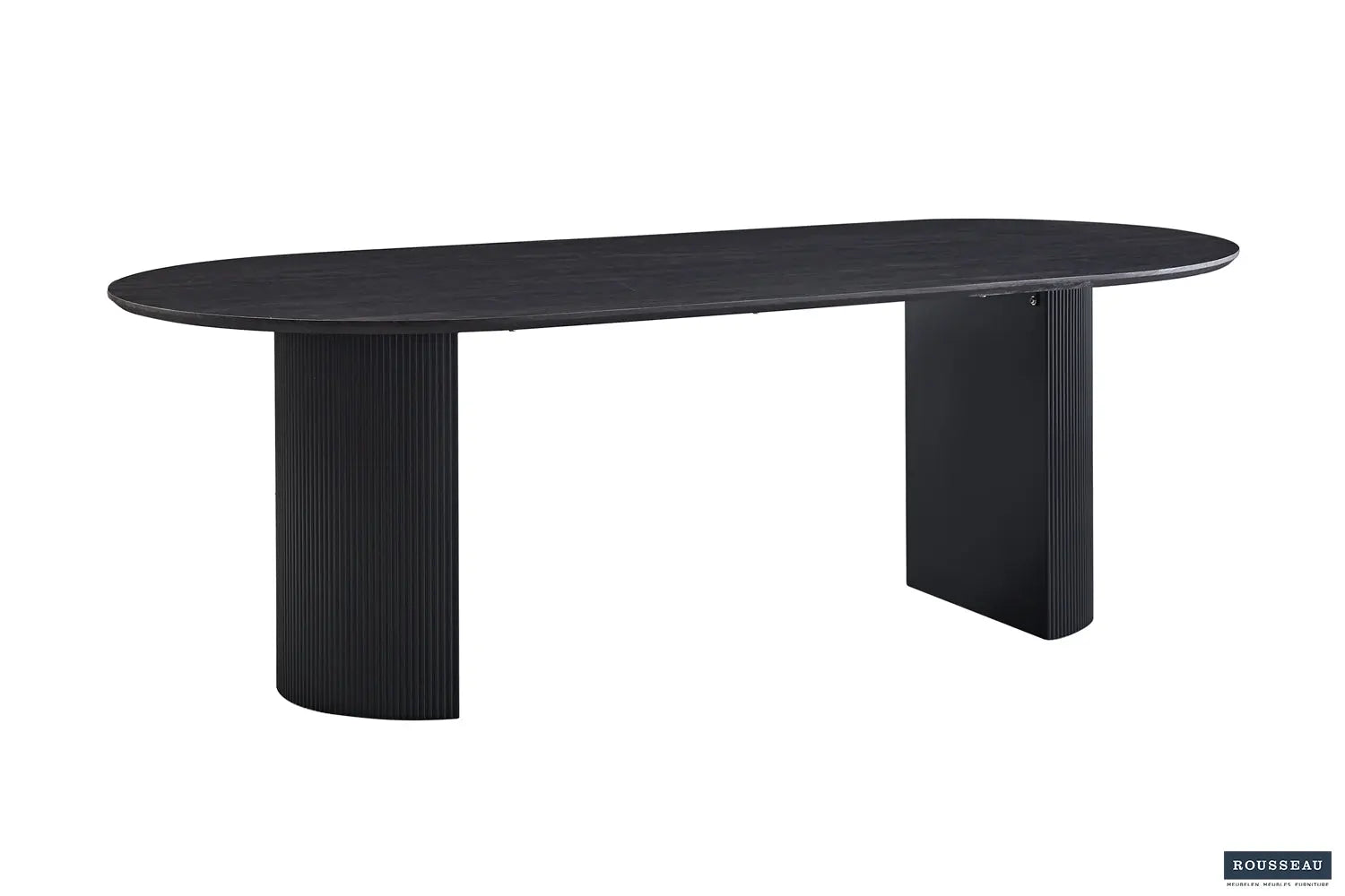 Table à manger ovale LYANE effet brun foncé, 220 cm piètement - TIKAYLA