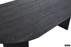 Table à manger ovale LYANE effet brun foncé, 220 cm vue de côté - TIKAYLA