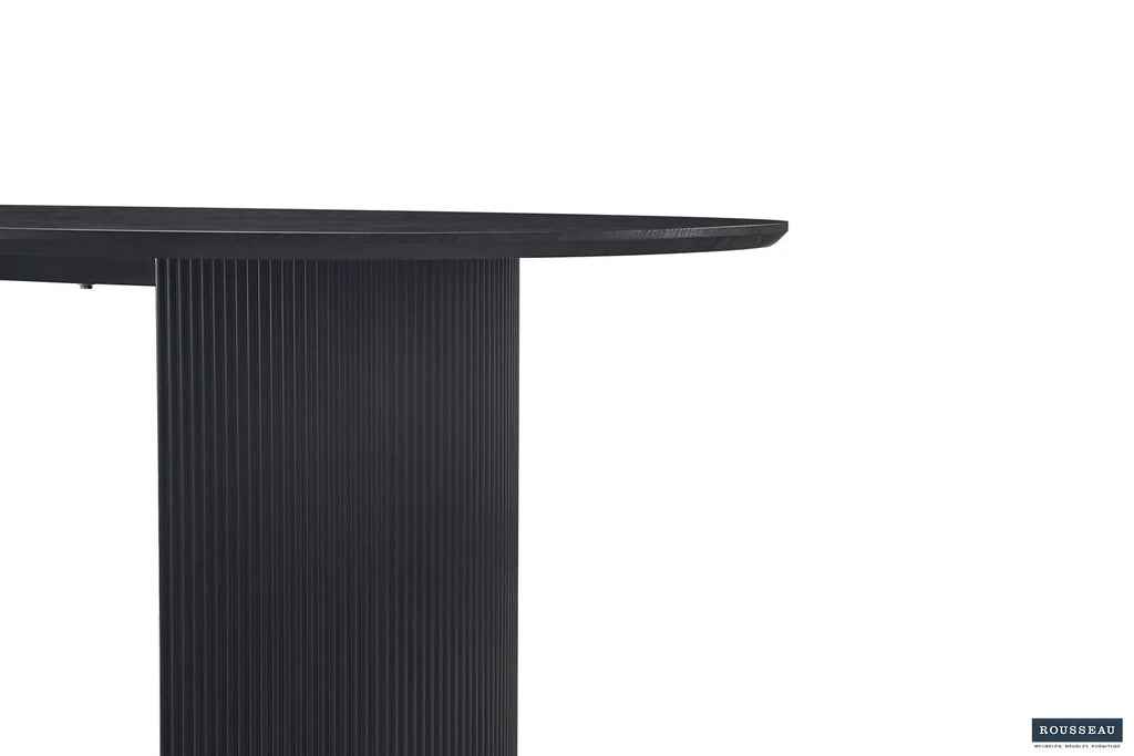 Table à manger ovale LYANE effet brun foncé, 220 cm détail chant - TIKAYLA
