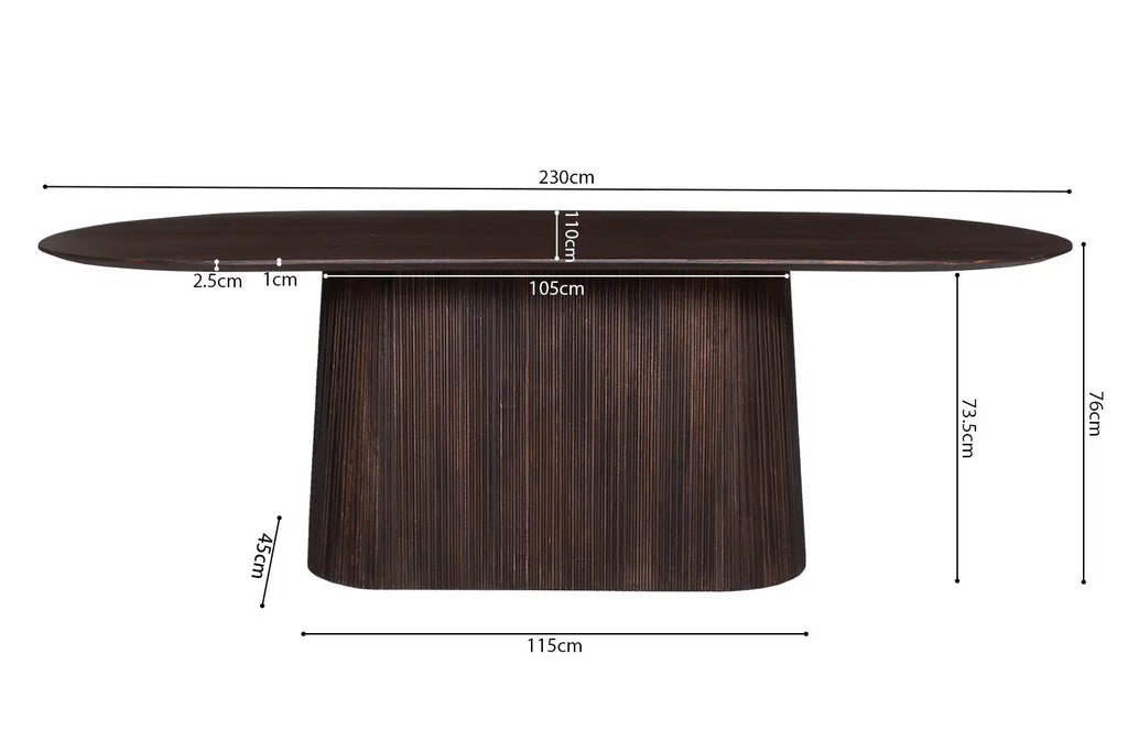 Table à Manger Ovale MAYGA en Manguier Brun Foncé - 230 cm ROUSSEAU
