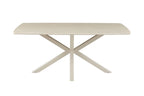 Table à manger ovale NOAH 180 x 90 cm, plateau pierre frittée beige et piètement métal en croix