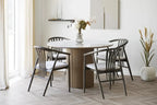 Table à Manger Ronde ATHENS en plateau en céramique, blanc, marron foncé - 120 cm HOUSE NORDIC