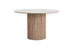 Table à Manger Ronde ATHENS en plateau en céramique, blanc, marron foncé - 120 cm HOUSE NORDIC
