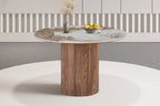 Table ronde AVORA Ø 120 cm dressée dans une salle à manger contemporaine