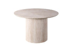 Table à manger ronde LYANE effet travertin beige - 120 cm - ROUSSEAU chez TIKAYLA