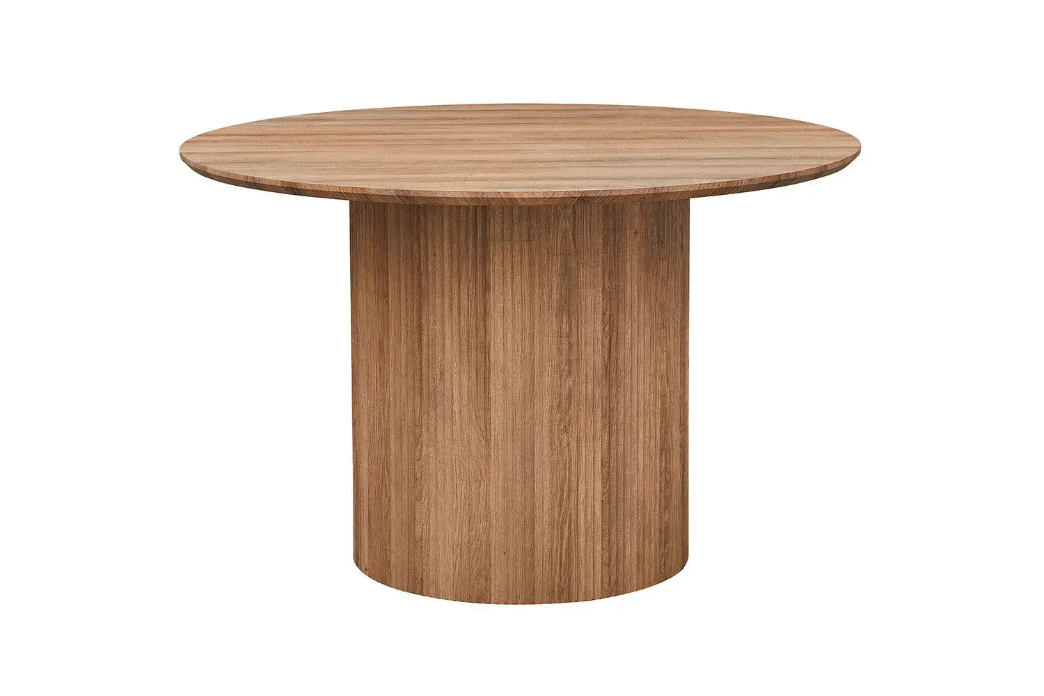 Table à manger ronde LYANE effet chêne vieilli - 120 cm - ROUSSEAU chez TIKAYLA