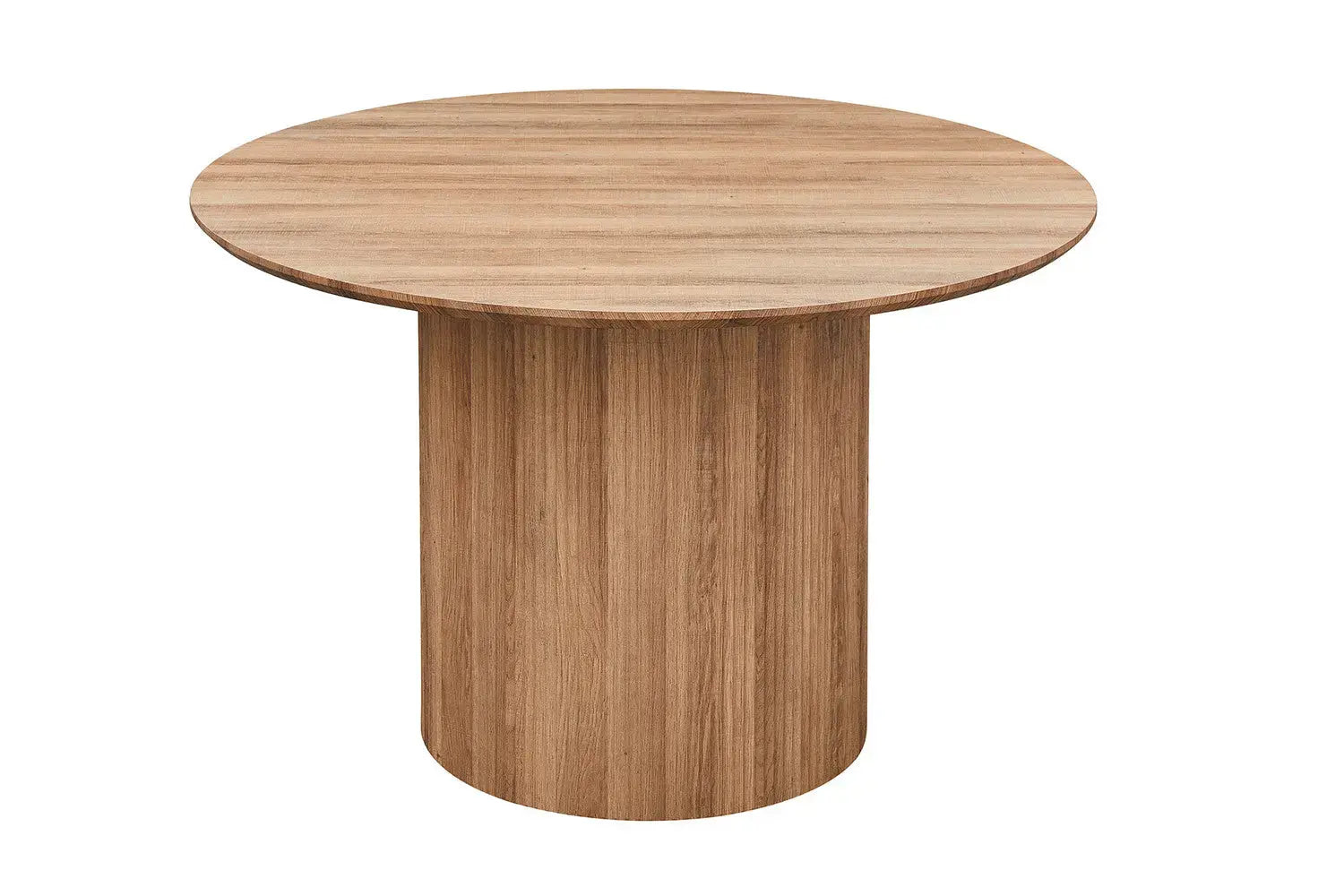 Table à manger ronde LYANE effet chêne vieilli - 120 cm - ROUSSEAU chez TIKAYLA