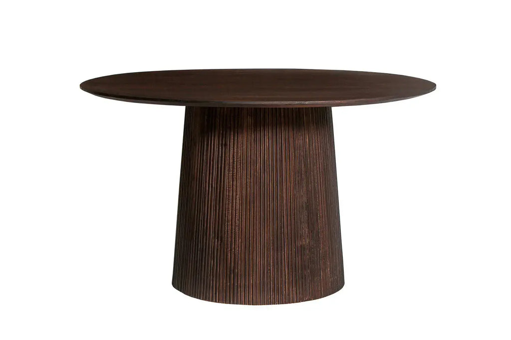 Table à manger ronde MAYGA en manguier brun foncé - 130 cm - ROUSSEAU chez TIKAYLA