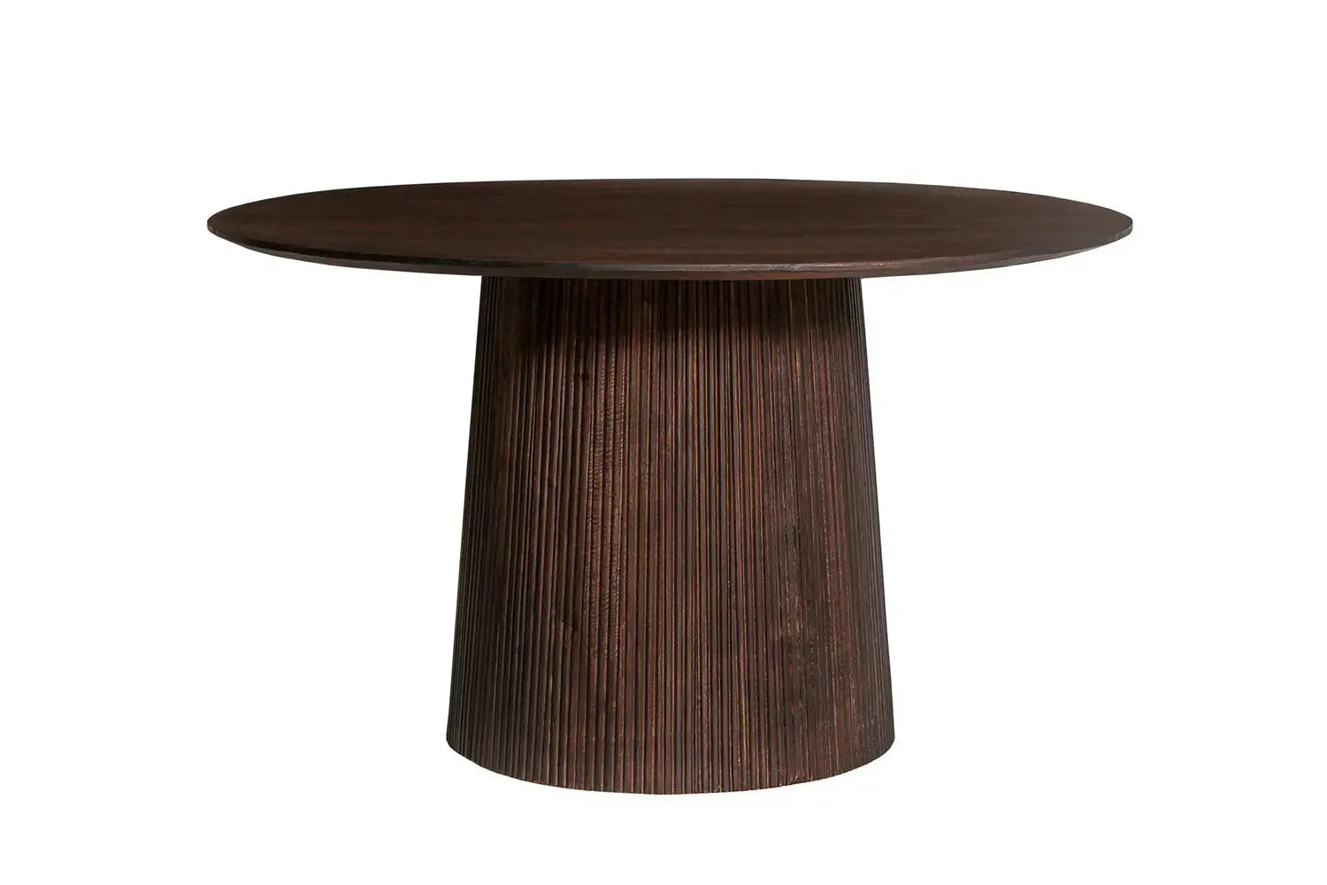 Table à manger ronde MAYGA en manguier brun foncé - 130 cm - ROUSSEAU chez TIKAYLA