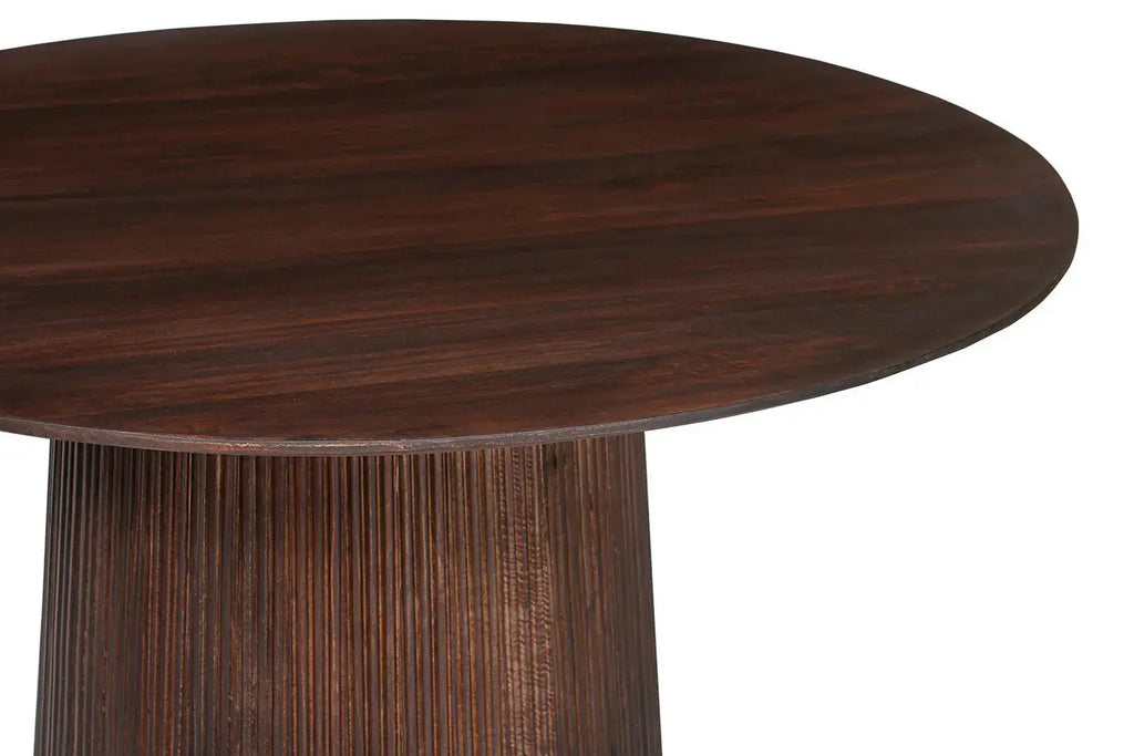 Table à manger ronde MAYGA en manguier brun foncé - 130 cm - ROUSSEAU chez TIKAYLA