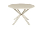 Table à manger ronde NOAH Ø 120 cm, plateau pierre frittée beige et piètement métal en croix