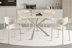 Table ronde NOAH entourée de chaises beige
