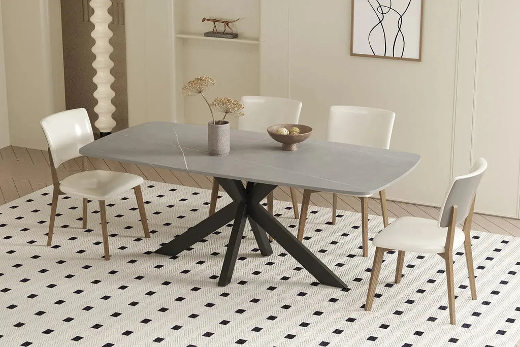 Table à manger ovale en pierre APOLLINA Gris - 180 x 90 cm - ROUSSEAU chez TIKAYLA