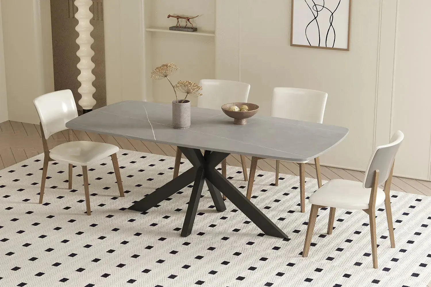 Table à manger ovale en pierre APOLLINA Gris - 180 x 90 cm - ROUSSEAU chez TIKAYLA