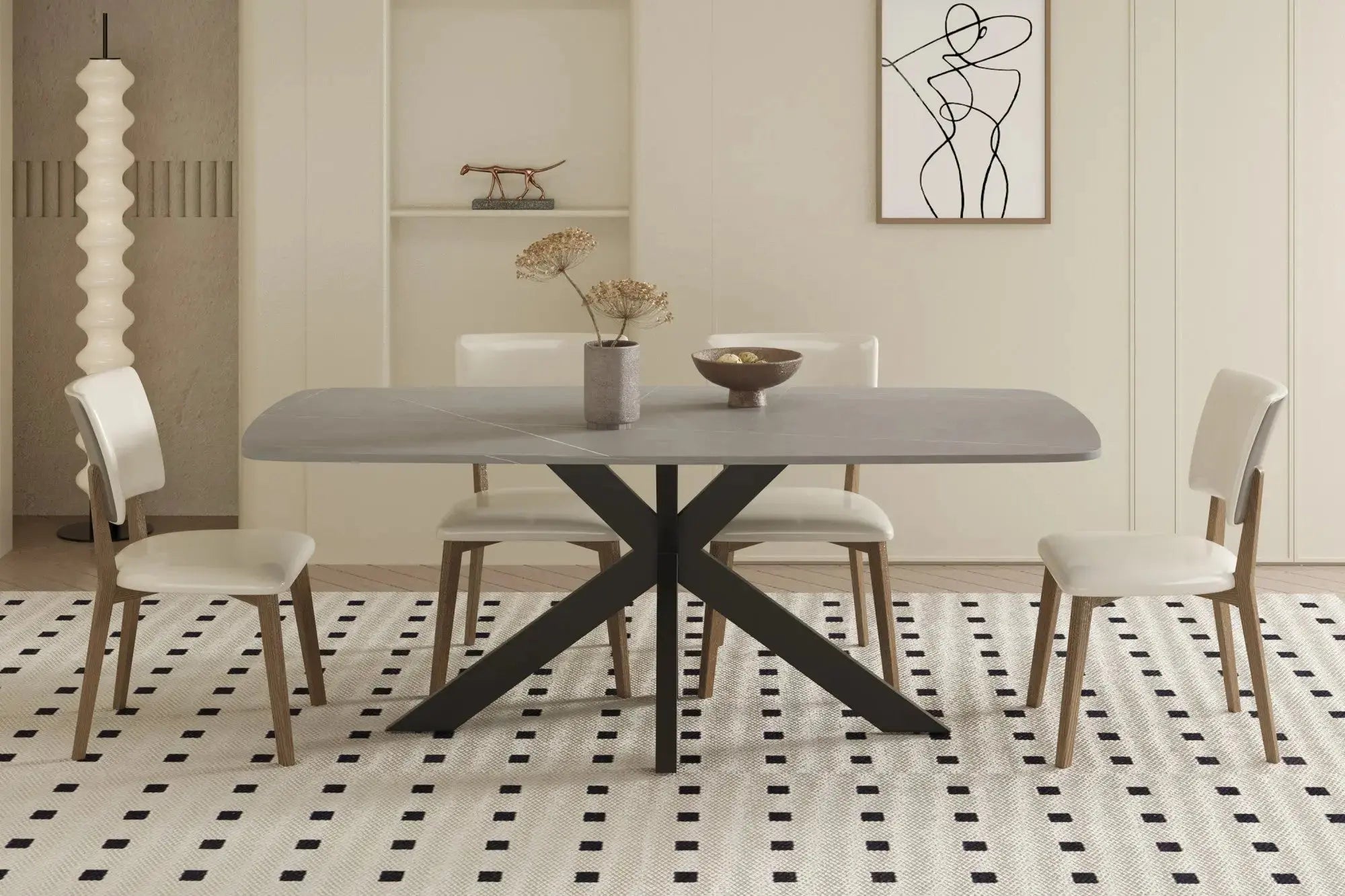 Table à manger ovale en pierre APOLLINA Gris - 180 x 90 cm - ROUSSEAU chez TIKAYLA