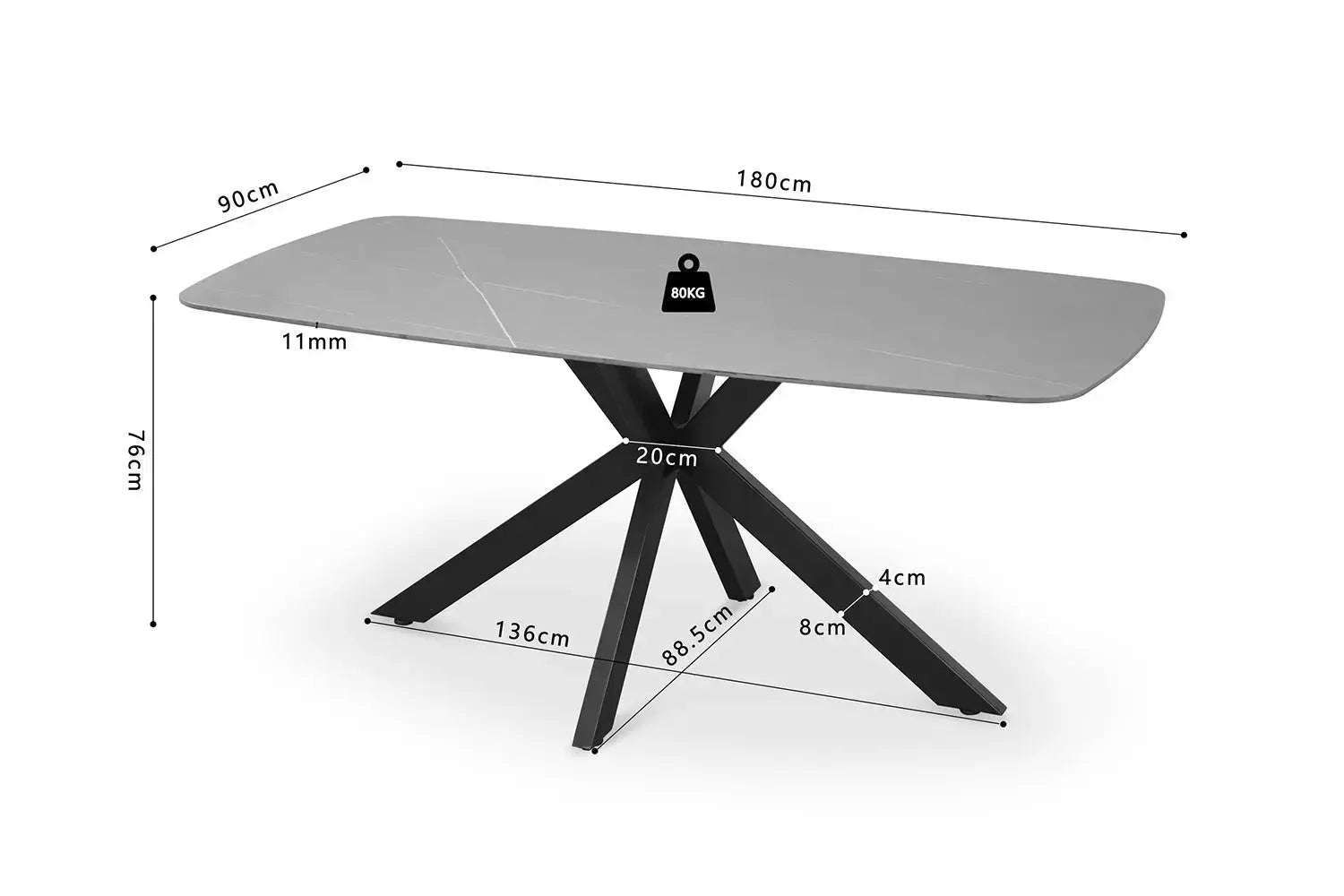 Table à manger ovale en pierre APOLLINA Gris - 180 x 90 cm - ROUSSEAU chez TIKAYLA