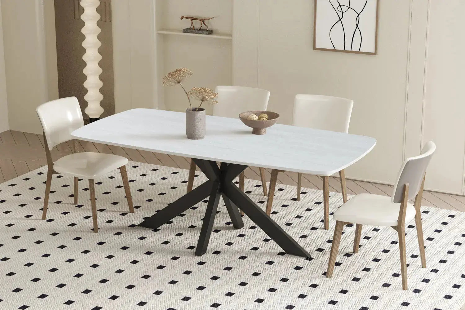 Table à manger ovale en pierre APOLLINA Baroque Gris - 180 x 90 cm - ROUSSEAU chez TIKAYLA