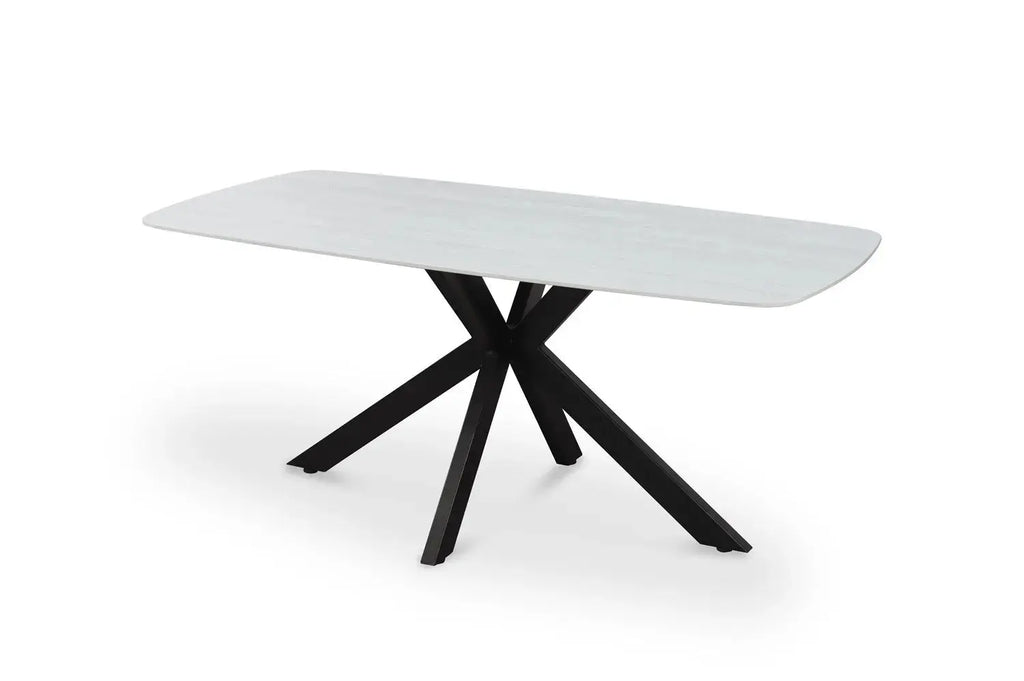 Table à manger ovale en pierre APOLLINA Baroque Gris - 180 x 90 cm - ROUSSEAU chez TIKAYLA