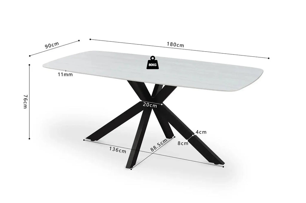 Table à manger ovale en pierre APOLLINA Baroque Gris - 180 x 90 cm - ROUSSEAU chez TIKAYLA