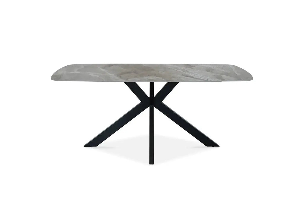 Table à manger ovale en pierre APOLLINA Gris Italien - 180 x 90 cm - ROUSSEAU chez TIKAYLA