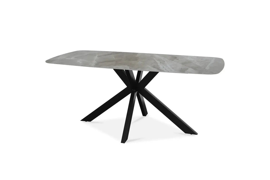 Table à manger ovale en pierre APOLLINA Gris Italien - 180 x 90 cm - ROUSSEAU chez TIKAYLA